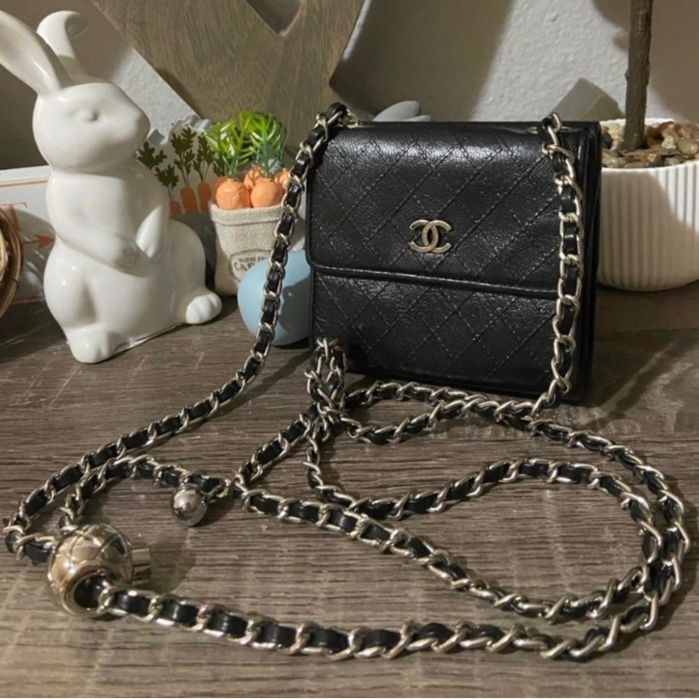 💣⛓️ Chanel Mini Pearl Crush Wallet Chain Adjustable Waist Bag Crossbody